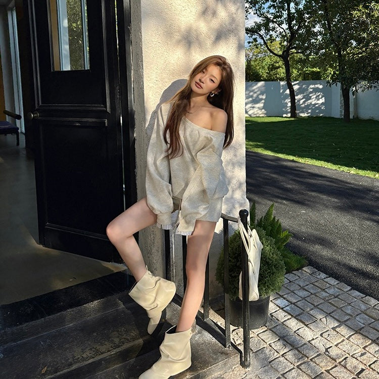 Single Off Shoulder Shorts Casual Set