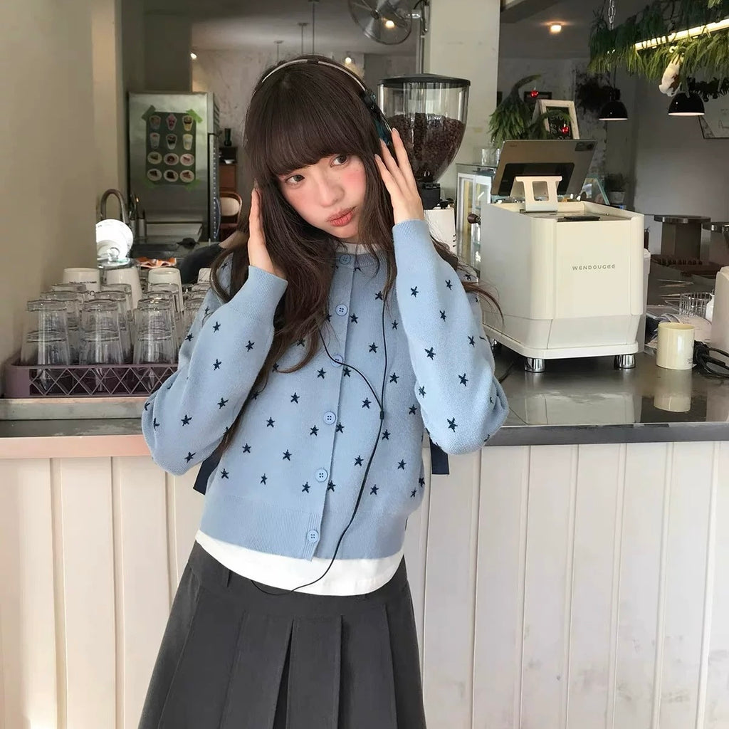 Star Pattern Cardigan Sweater