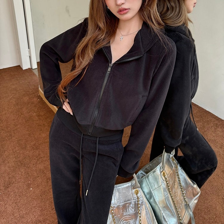 Black Hoodie Track Set