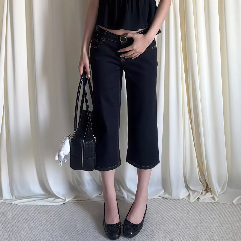 Dark Navy Denim Slim Crop Jeans