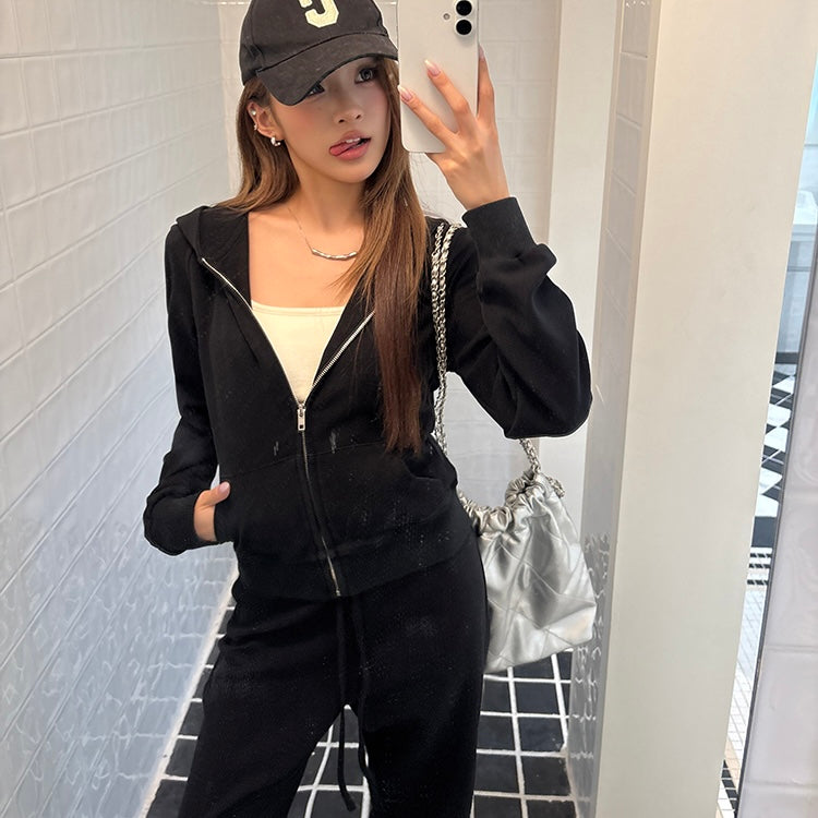 Black Hoodie Tracksuit Set