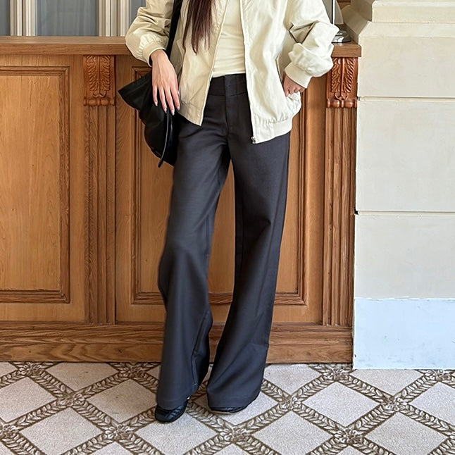 Grey Loose Straight Trousers