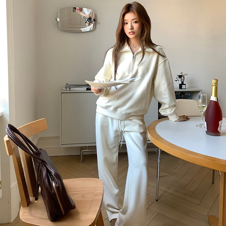 Cream Track Winter Jumper Pants Set