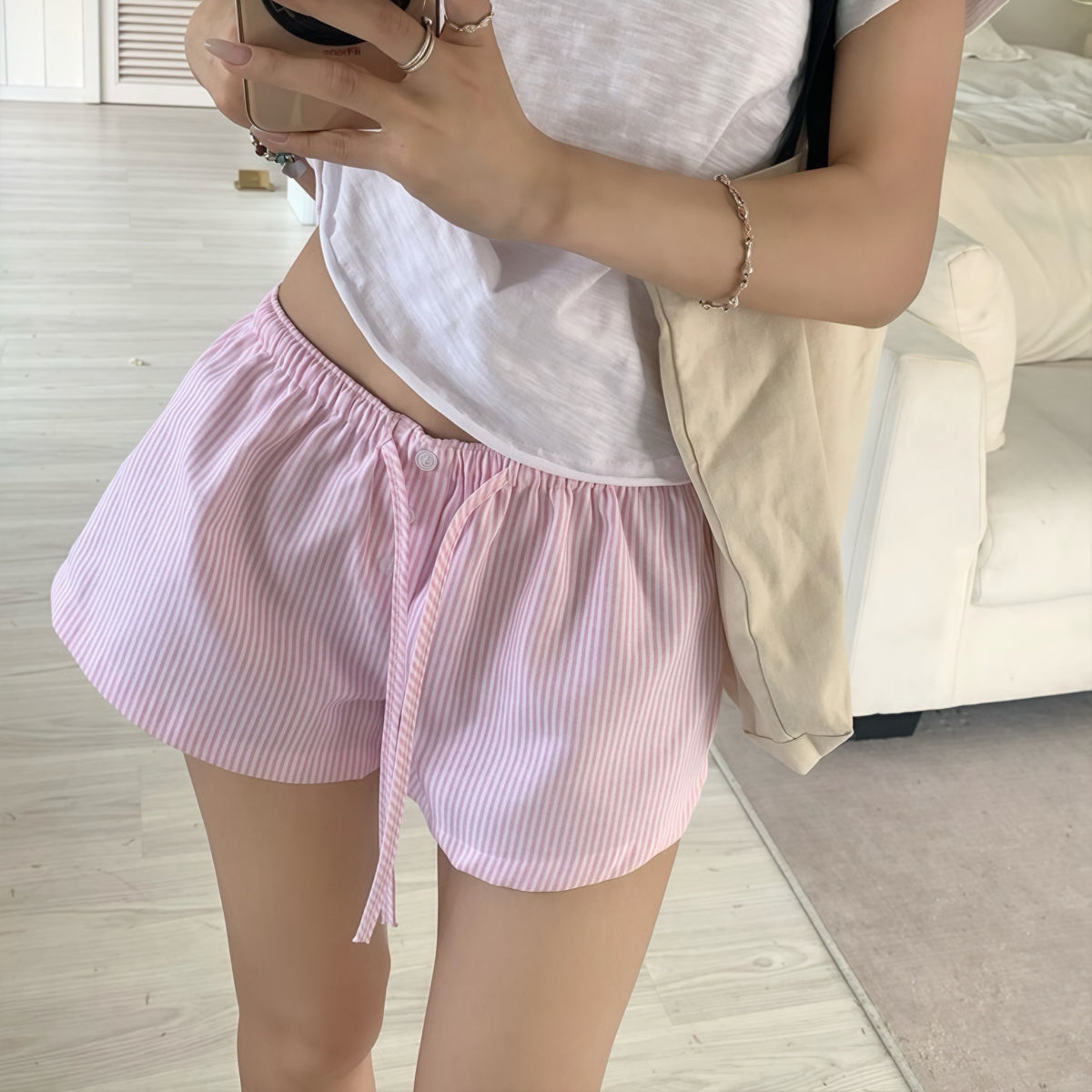 Lined Casual Drawstring Shorts