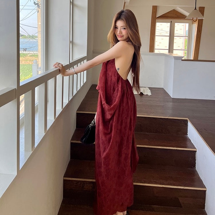 Backless Thin Strap Halter Parachute Dress