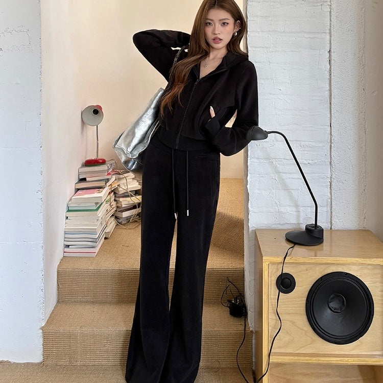 Black Hoodie Track Set