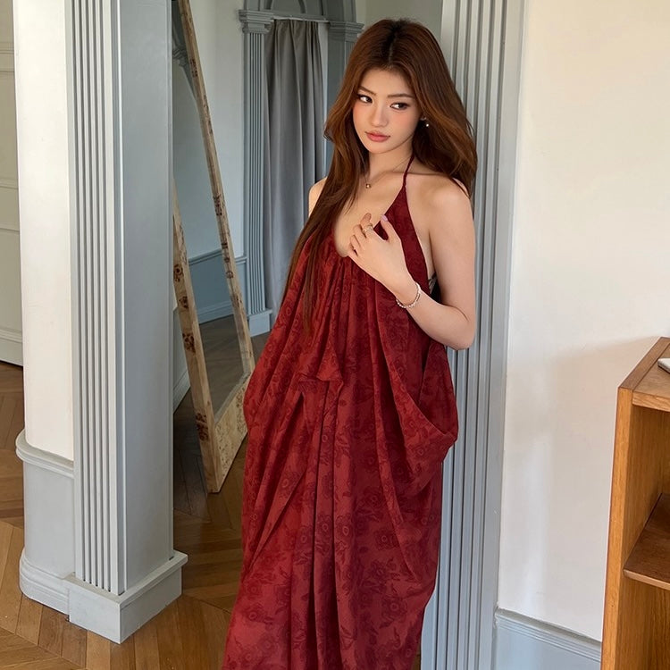 Backless Thin Strap Halter Parachute Dress
