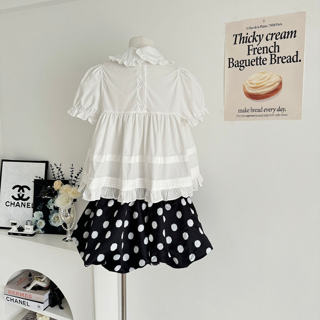 Mono Babydoll Top Polka Dot Skirt Set