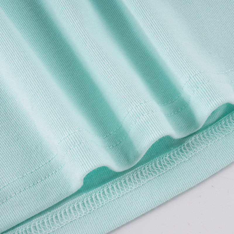 Aqua Middle Pink Ribbon Top