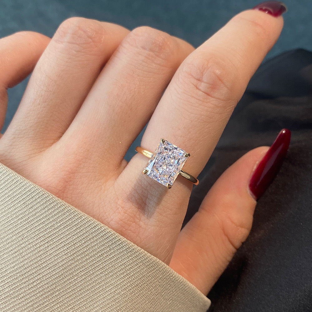 Radiant Cut Solitaire Diamond Ring S925