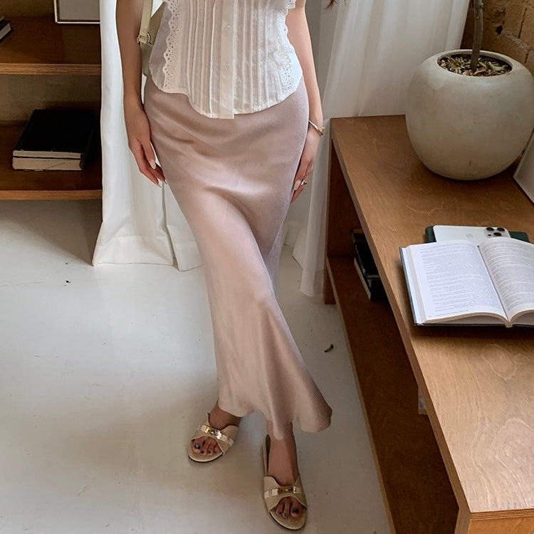 Pale Pink Suade Maxi Skirt