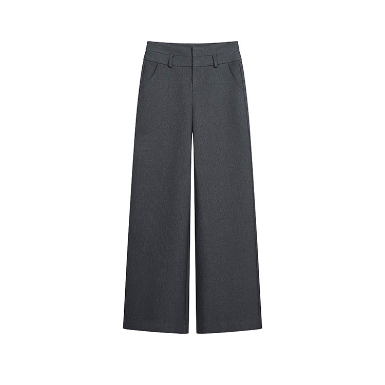 Grey Loose Straight Trousers
