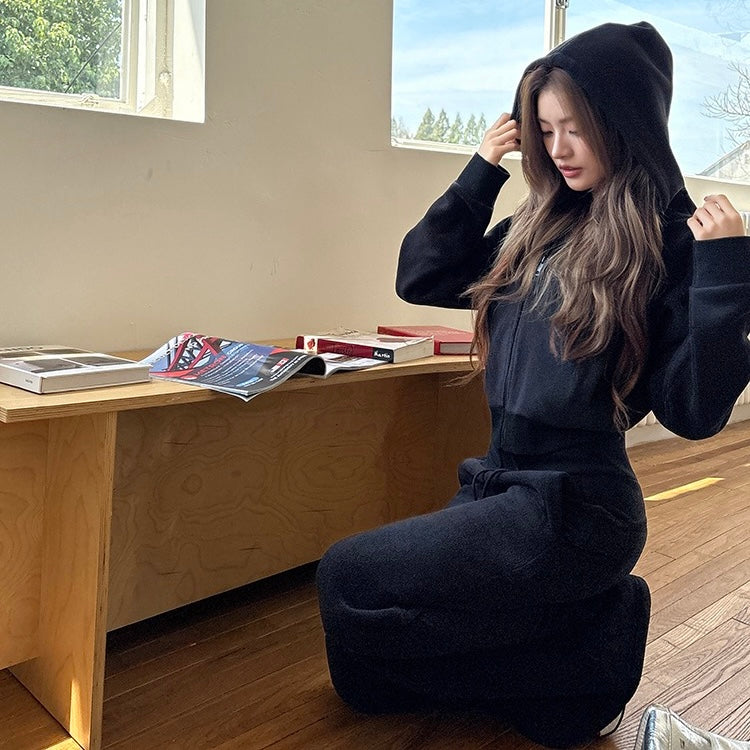 Black Hoodie Track Set