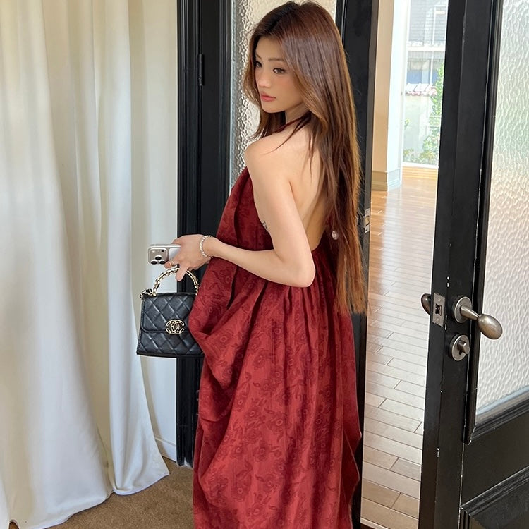 Backless Thin Strap Halter Parachute Dress