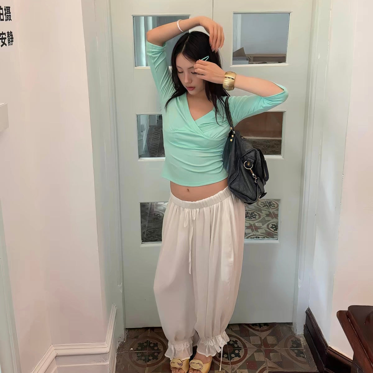 Mint Green V-Neck Top