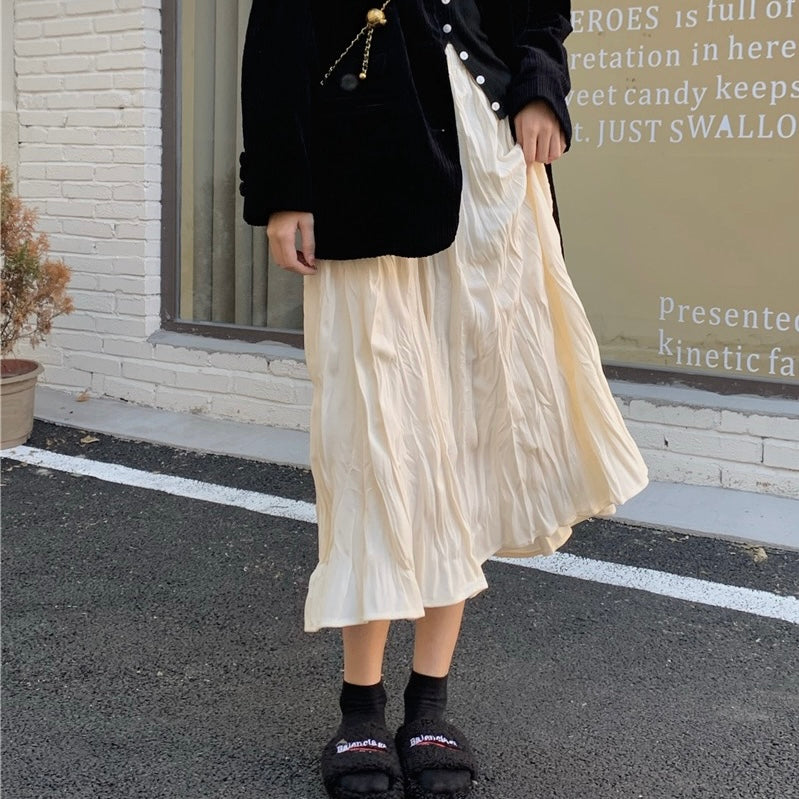 Pleat Crimped Maxi Skirt