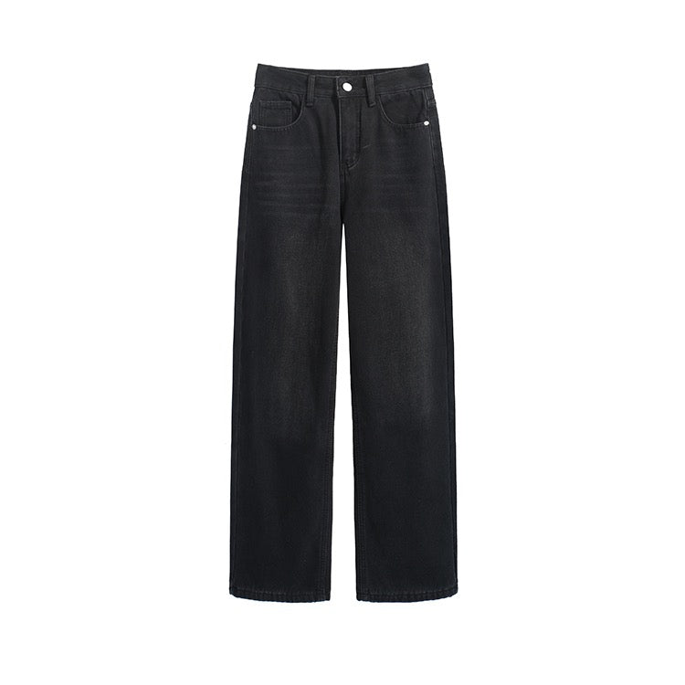Black Straight Denim Pants