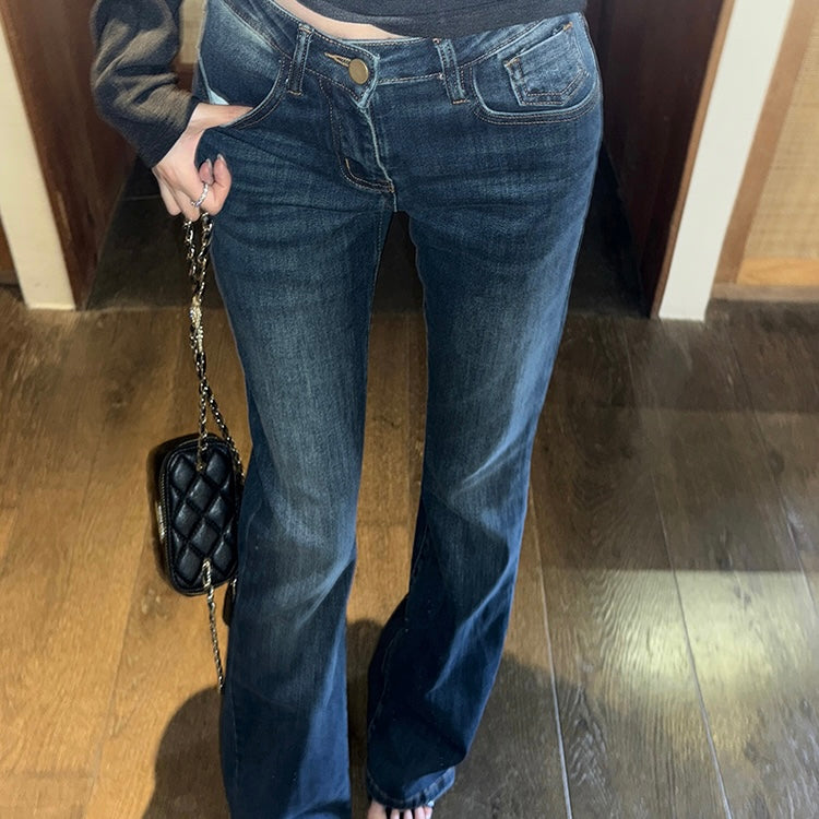 Dark Blue Denim Boot Leg Jeans
