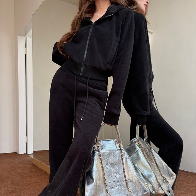 Black Hoodie Track Set