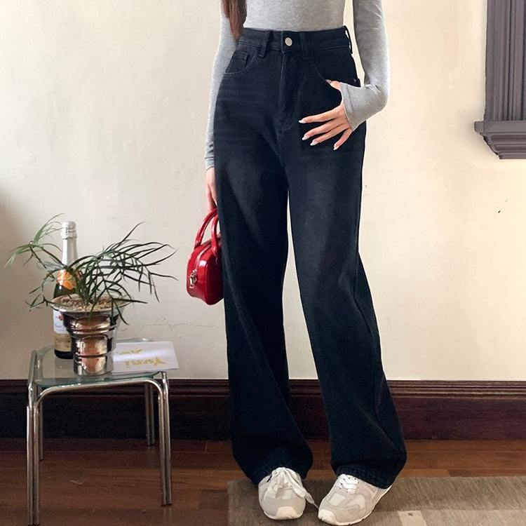 Black Straight Denim Pants
