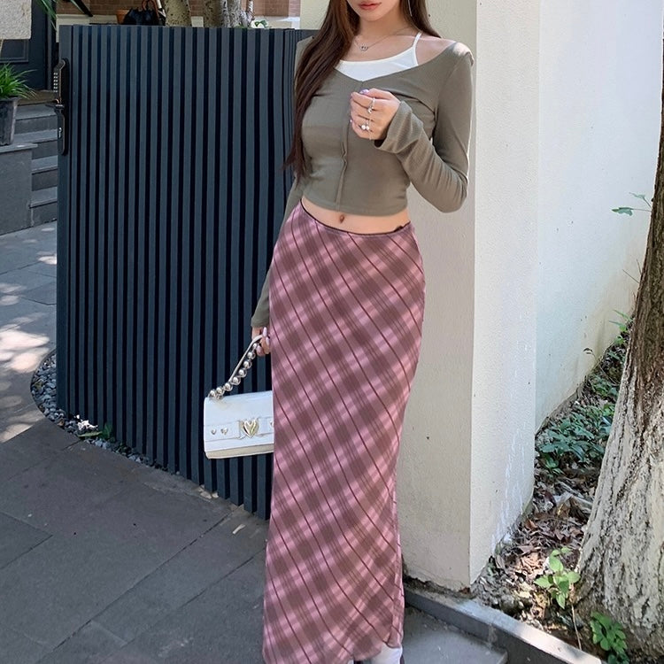 Pink Argyle Long Pencil Skirt