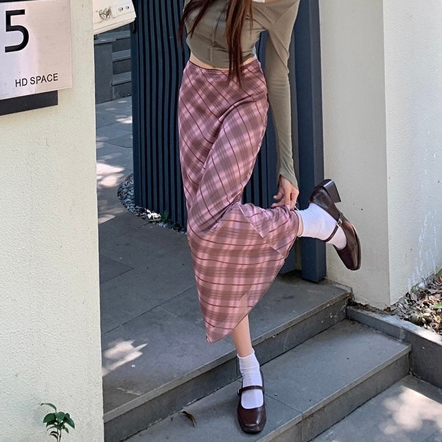 Pink Argyle Long Pencil Skirt