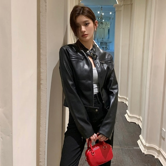 Black Faux Leather Biker Jacket