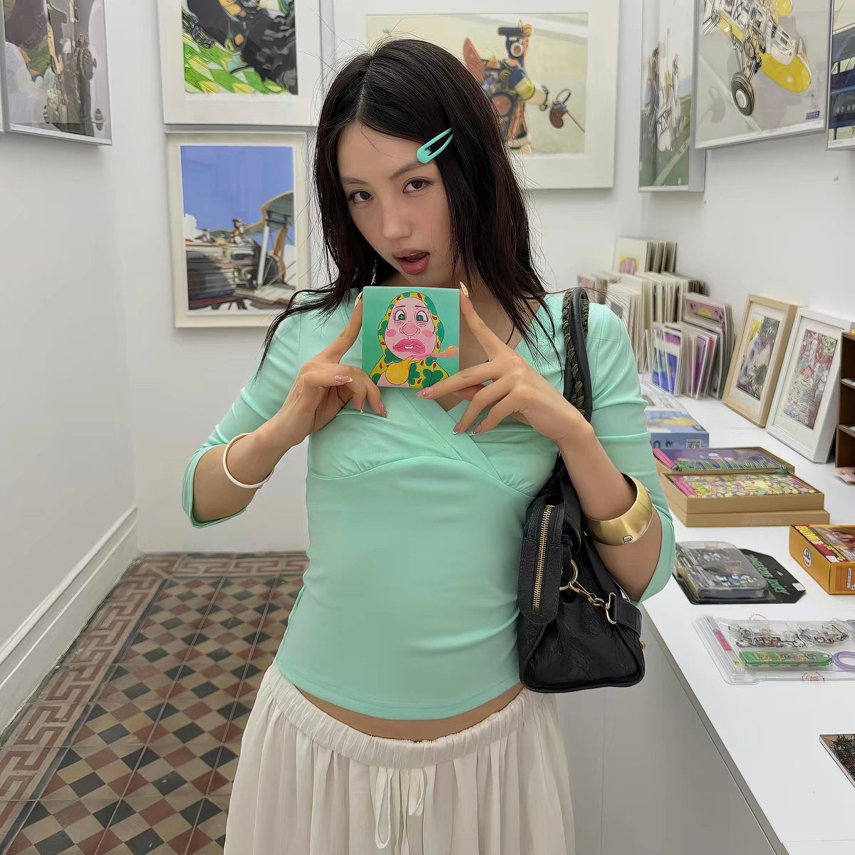 Mint Green V-Neck Top