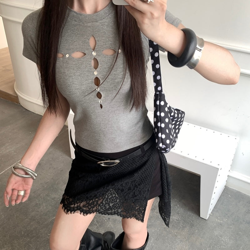 Pattern Cut Out Baby Tee