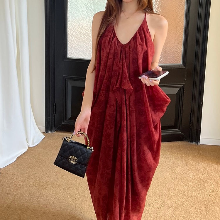 Backless Thin Strap Halter Parachute Dress