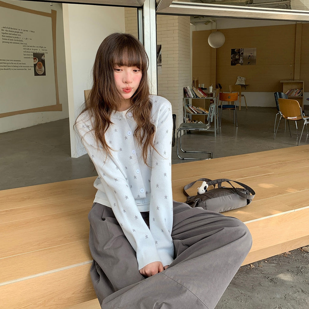 Star Pattern Cardigan Sweater