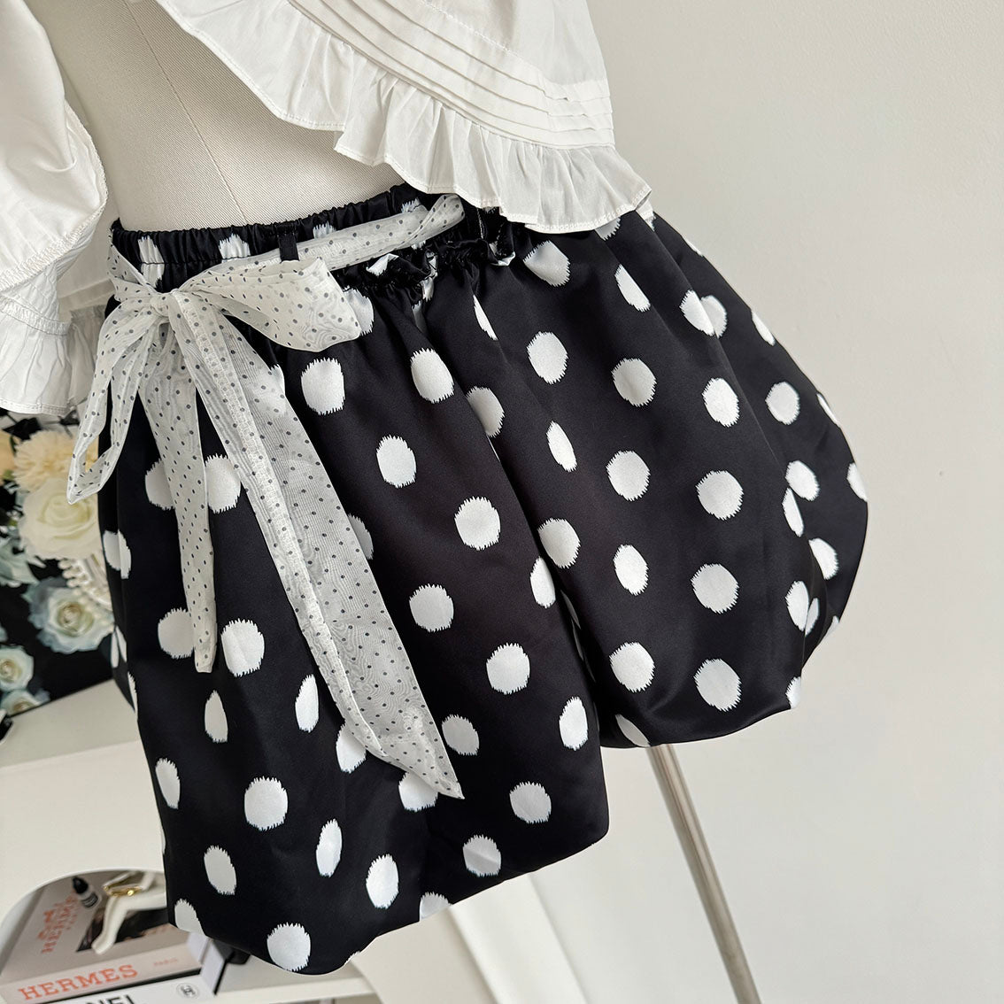 Mono Babydoll Top Polka Dot Skirt Set