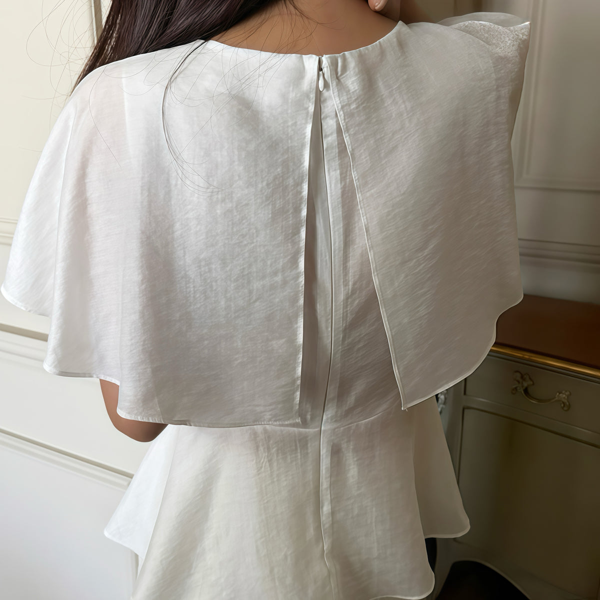 Sheer White Shoulder Cape Top