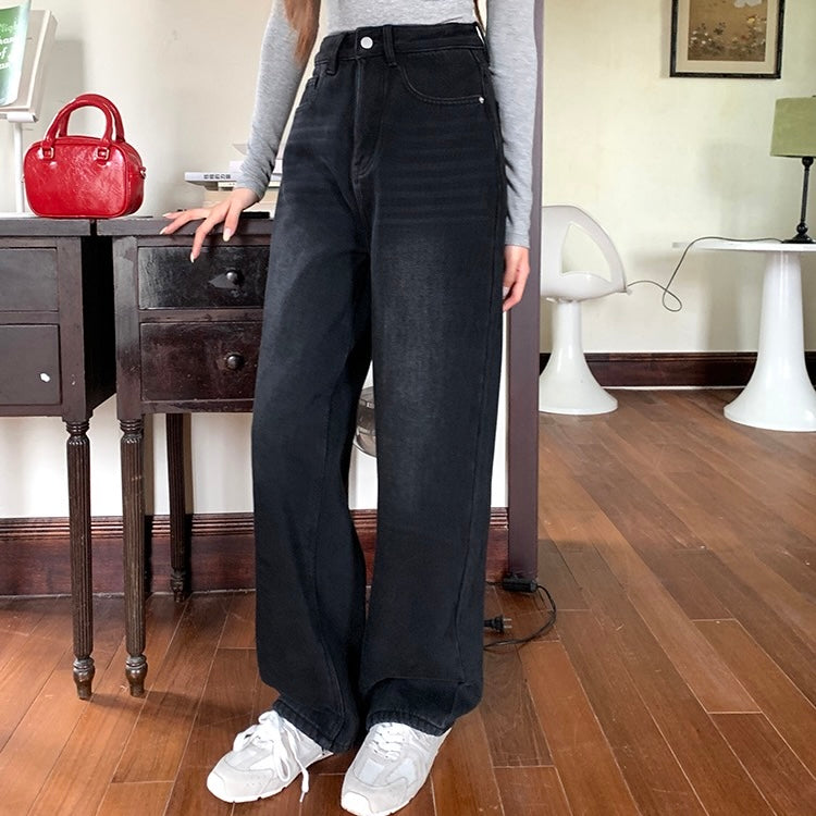 Black Straight Denim Pants