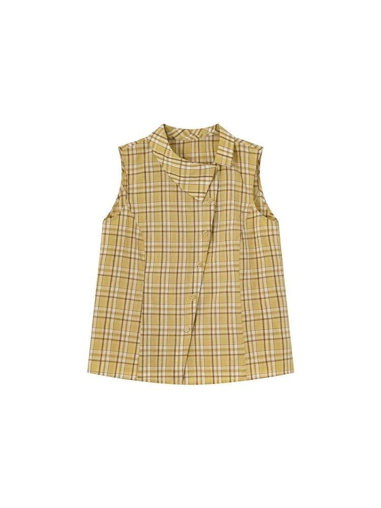 Yellow Plaid Sleeveless Top
