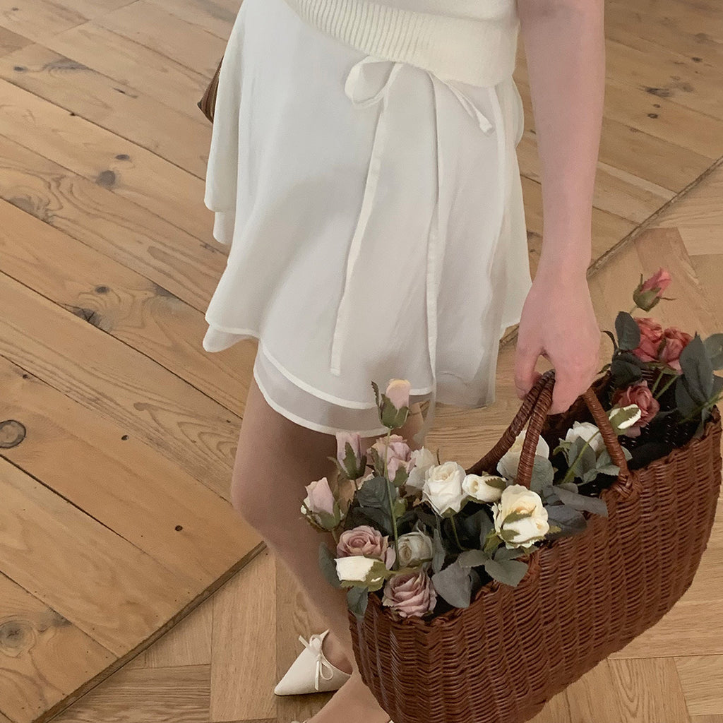 Side Tied Ribbon Skirt