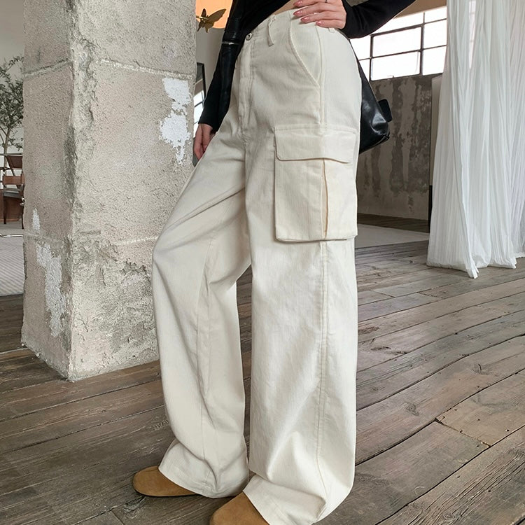 White Pocket Cargo Pants