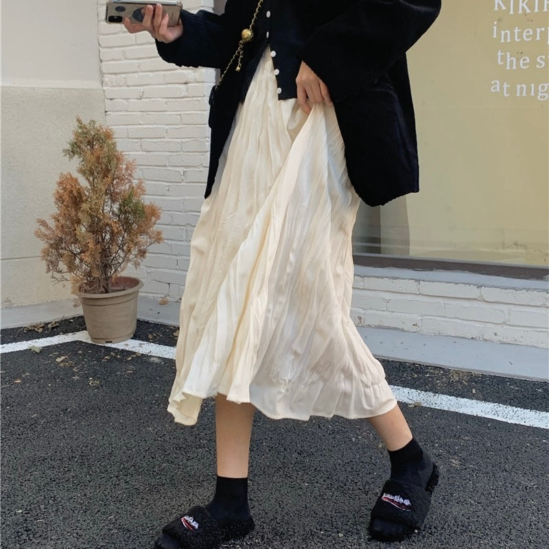 Pleat Crimped Maxi Skirt