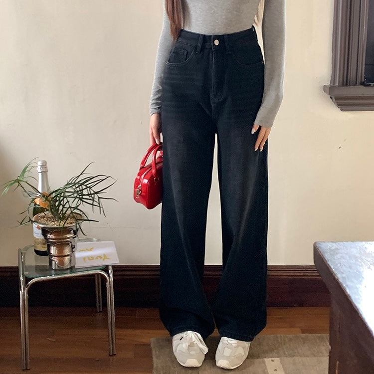 Black Straight Denim Pants