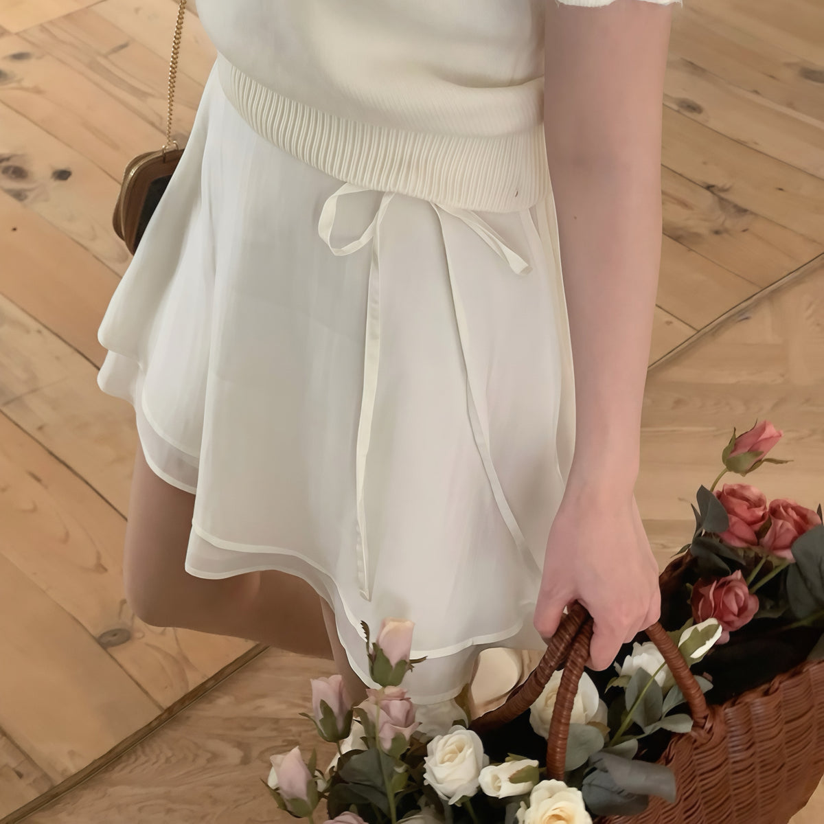 Side Tied Ribbon Skirt