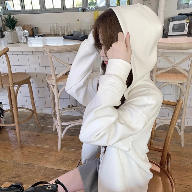 Ribbon Sleeve Pastel Hoodie