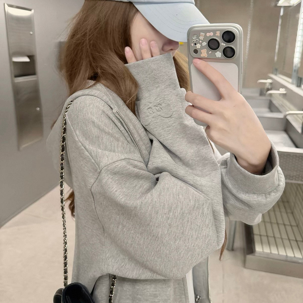 Ribbon Sleeve Pastel Hoodie