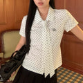 White Dot Neck-Tie Top