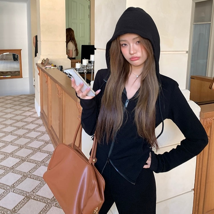 Mid Zipper Hoodie Track Set