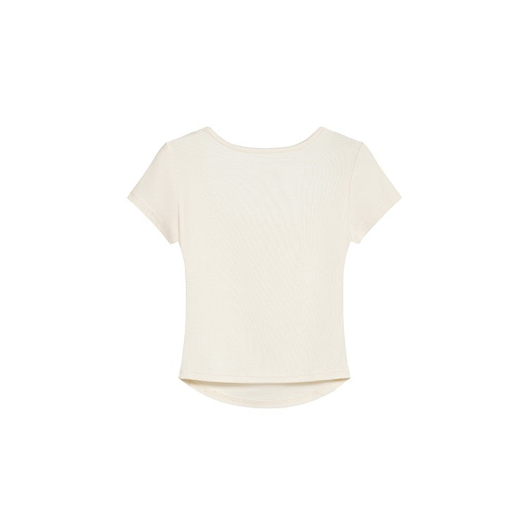 Beige Square Neck Top