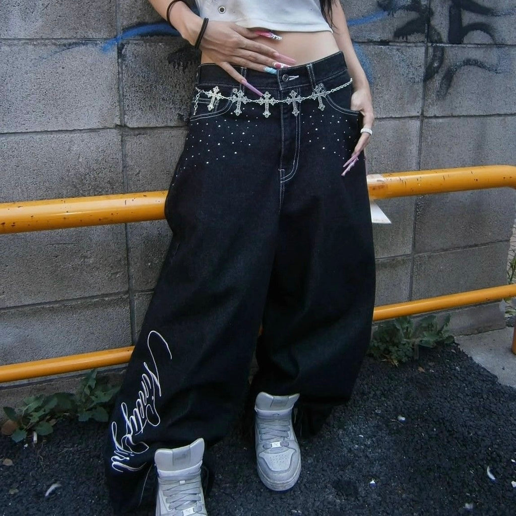 Angel Wings Y2K Baggy Denim Jeans