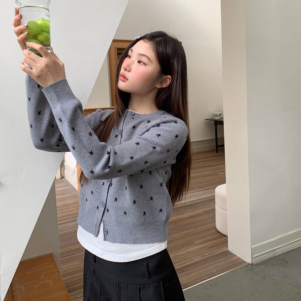 Star Pattern Cardigan Sweater