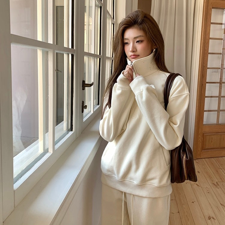 Cream Track Winter Jumper Pants Set