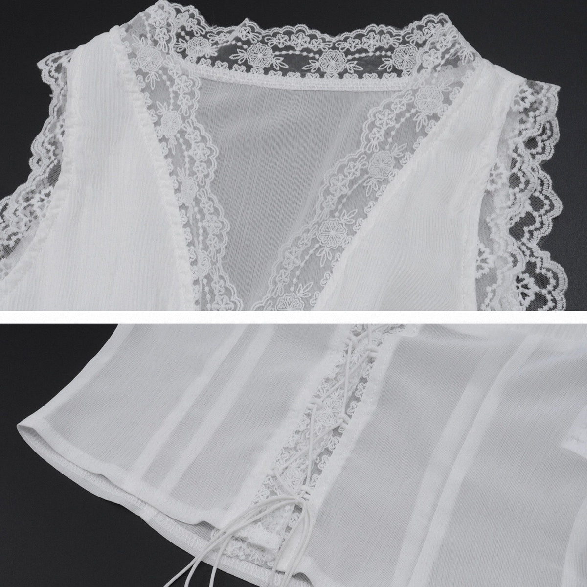 White Lace-Up Trim Camisole