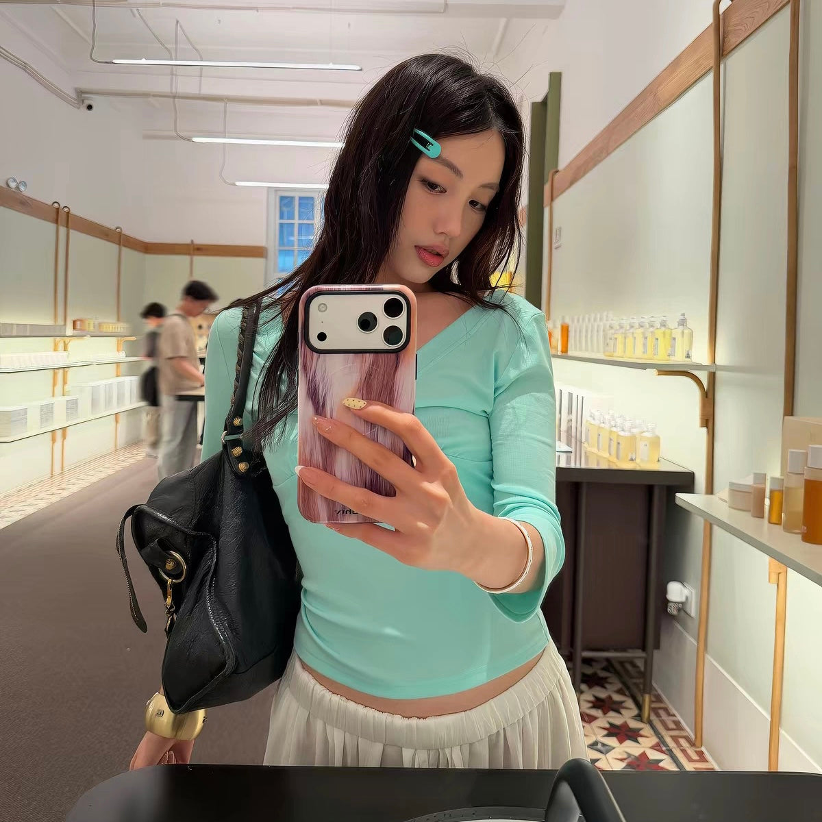 Mint Green V-Neck Top